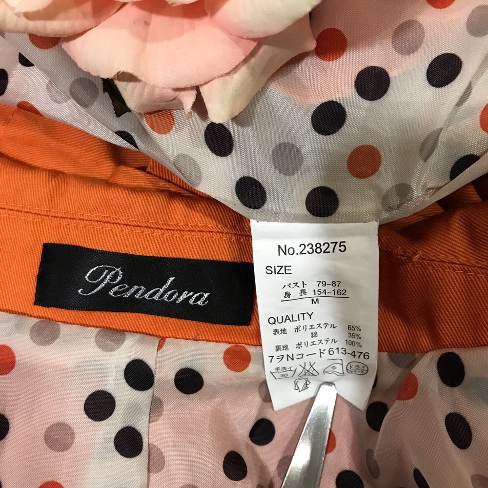 Pendora Orange Jacket Sz M (K33) - Picture 6 of 6